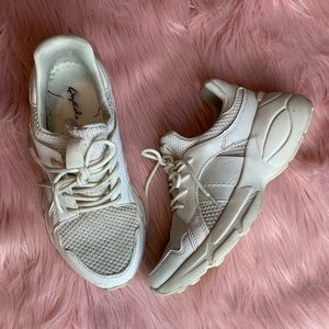 Qupid White dad platform sneakers